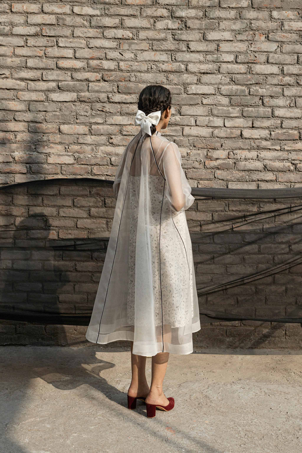 Ivory Organza Jacket And Slip Dress at Kamakhyaa by Ahmev. This item is Best Selling, Casual Wear, Ink And Ivory, Midi Dresses, Natural, Prints, Regular Fit, Silk Organza, White, Womenswear