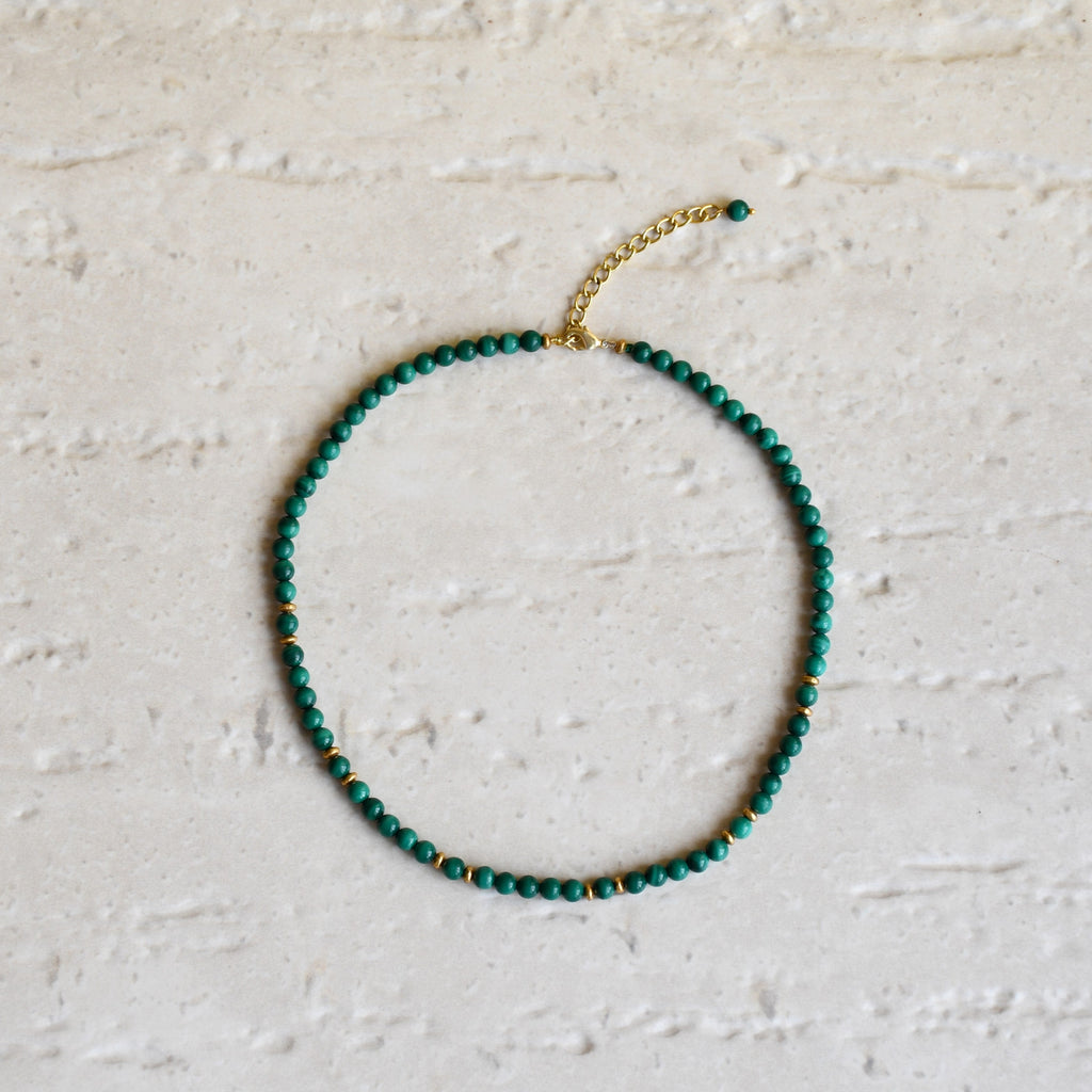 Juno Choker at Kamakhyaa by Noyra. This item is Beaded Jewellery, Choker, Fashion Jewellery, Gemstone, Green, jewelry, July Sale, July Sale 2023, Natural, Solids