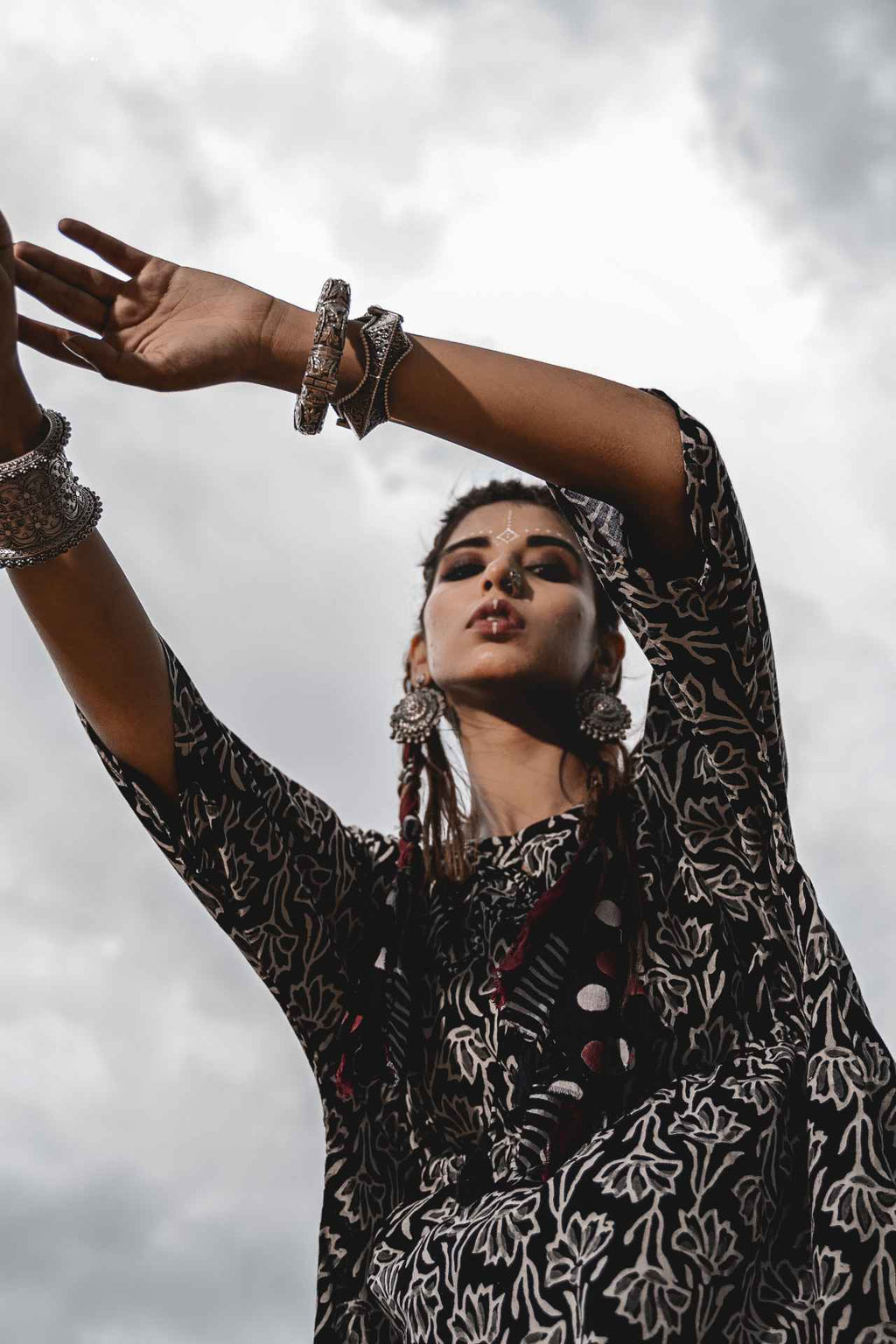 Kaftan With Pants Set Of 2 at Kamakhyaa by Keva. This item is Black, Block Prints, Co-ord Sets, Cotton, Natural, Relaxed Fit, Resort Wear, Travel, Travel Co-ords, Wild Child, Womenswear