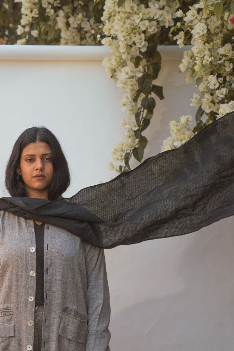 Kantha Scarf Black at Kamakhyaa by Lafaani. This item is 100% pure cotton, Accessories, Black, Casual Wear, Embroidered, Organic, Regular Fit, Scarves, Solids, Sonder, Undyed and Unbleached