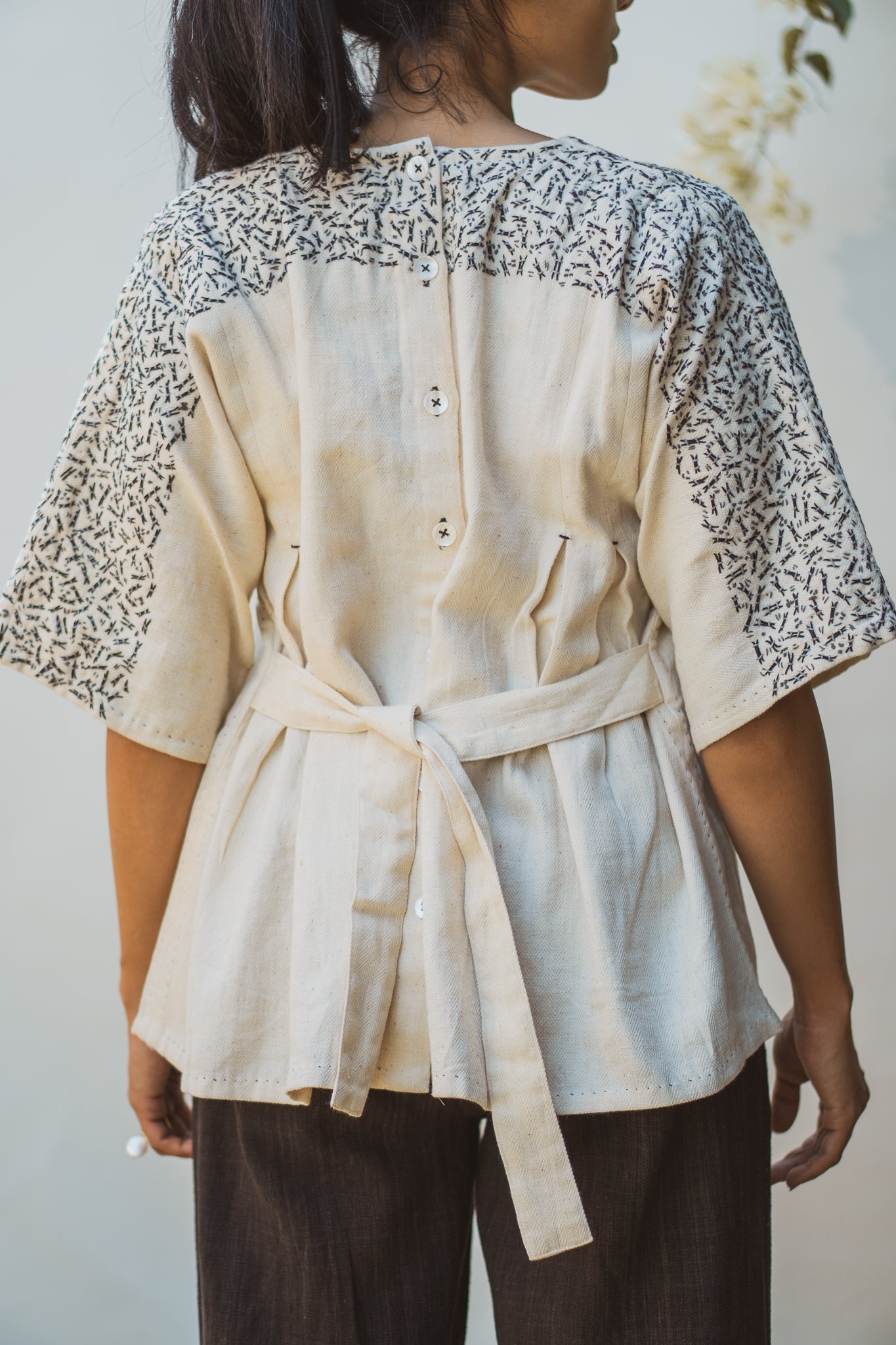 Kimono Blouse at Kamakhyaa by Lafaani. This item is Casual Wear, Kora 100% pure cotton, Organic, Regular Fit, Shirts, Solids, Sonder, Undyed and Unbleached, Womenswear