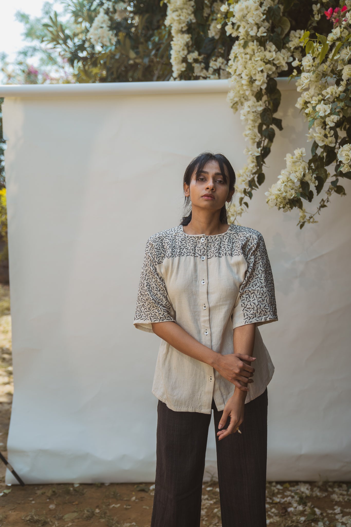 Kimono Blouse at Kamakhyaa by Lafaani. This item is Casual Wear, Kora 100% pure cotton, Organic, Regular Fit, Shirts, Solids, Sonder, Undyed and Unbleached, Womenswear