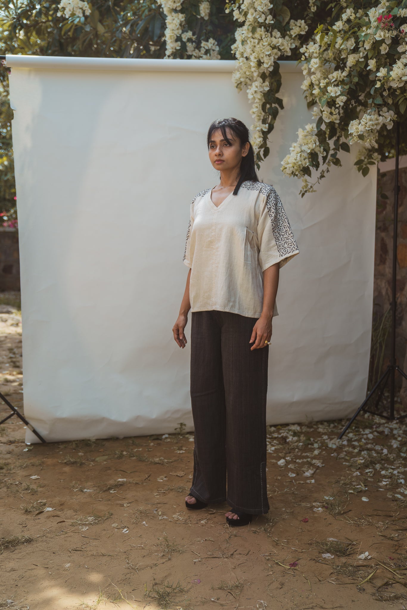 Kimono Blouse at Kamakhyaa by Lafaani. This item is Casual Wear, Kora 100% pure cotton, Organic, Regular Fit, Shirts, Solids, Sonder, Undyed and Unbleached, Womenswear