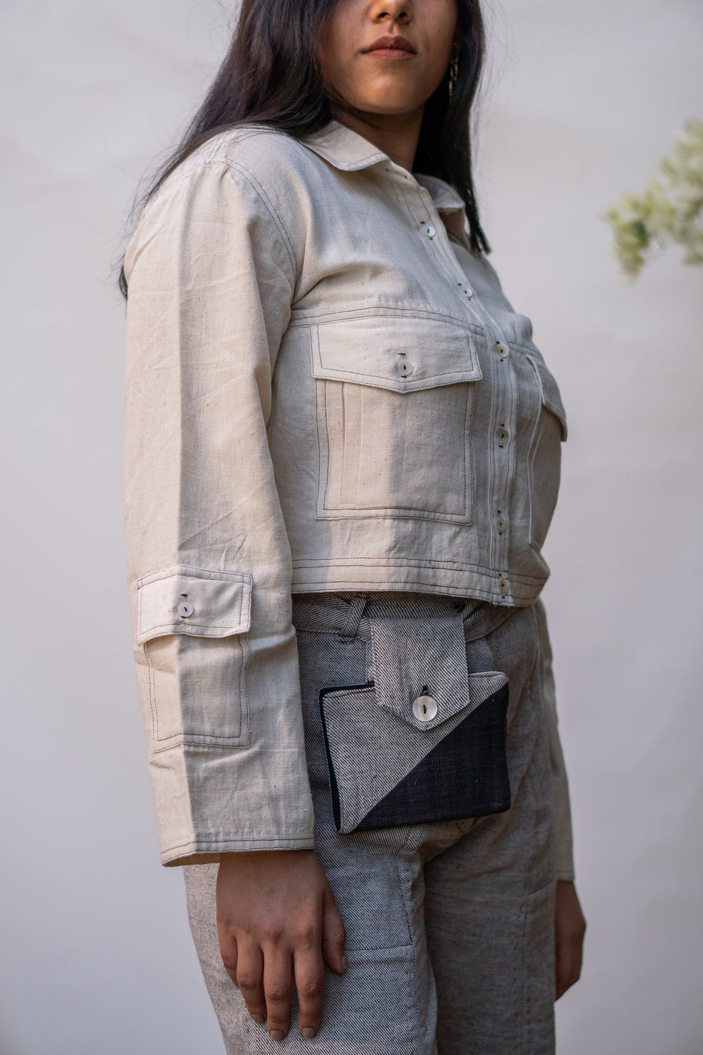 Kora Cropped Jacket at Kamakhyaa by Lafaani. This item is 100% pure cotton, Casual Wear, Jackets, Kora, Organic, Regular Fit, Solids, Sonder, Undyed and unbleached, Womenswear
