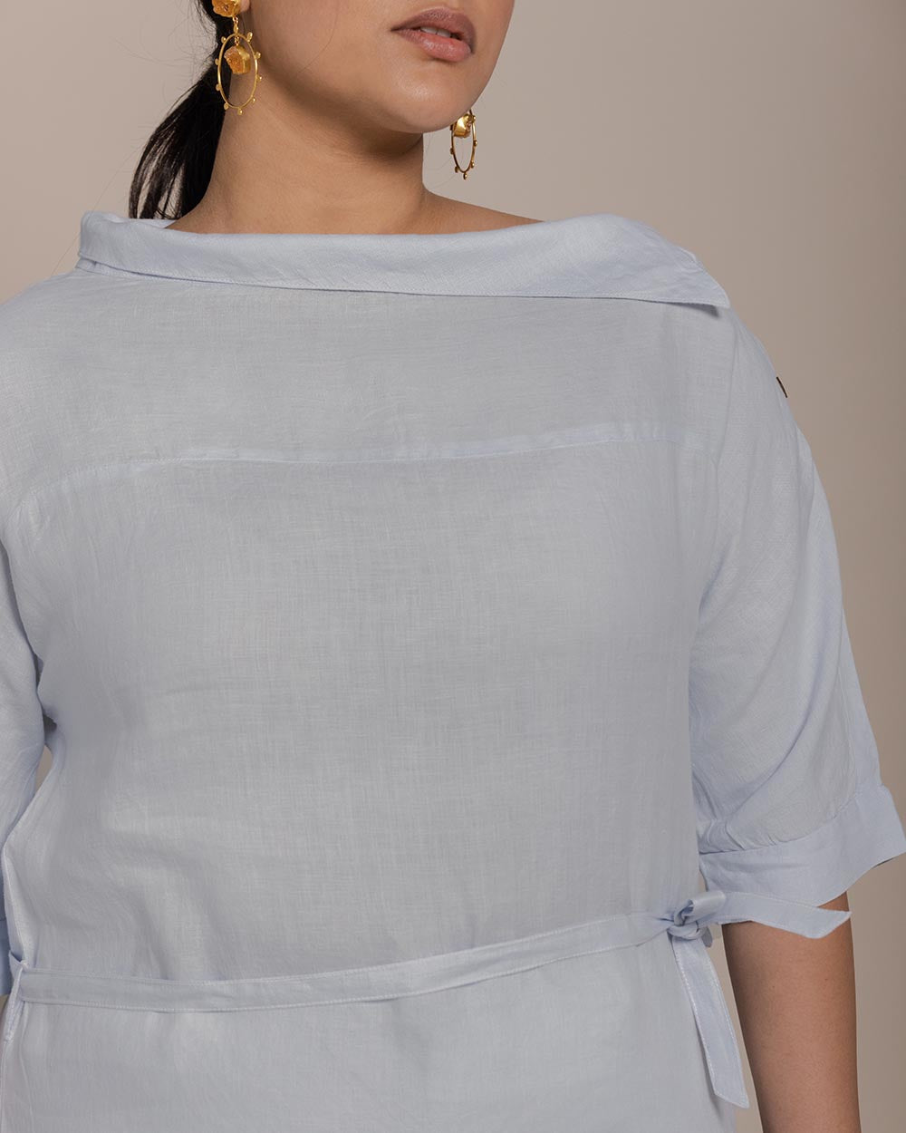 Let’S Stay Home Top - Summer Blue at Kamakhyaa by Reistor. This item is Blue, Casual Wear, Hemp, Natural, Office Wear, Solids, Tops, Tunic Tops, Womenswear