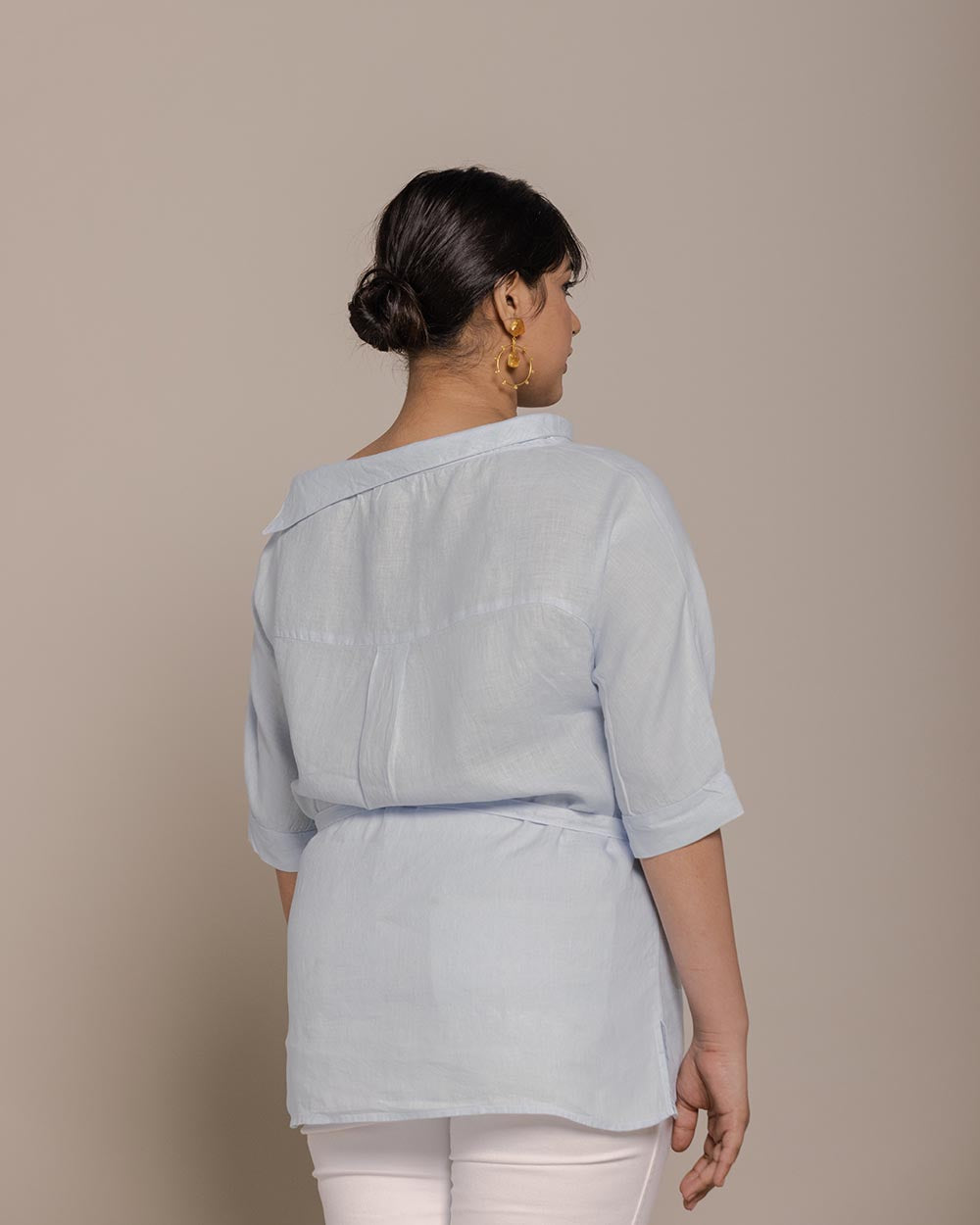 Let’S Stay Home Top - Summer Blue at Kamakhyaa by Reistor. This item is Blue, Casual Wear, Hemp, Natural, Office Wear, Solids, Tops, Tunic Tops, Womenswear