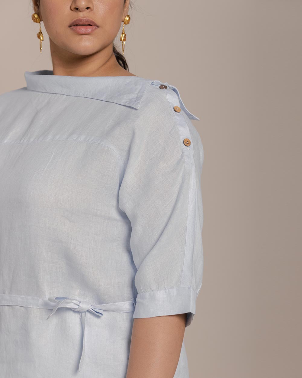 Let’S Stay Home Top - Summer Blue at Kamakhyaa by Reistor. This item is Blue, Casual Wear, Hemp, Natural, Office Wear, Solids, Tops, Tunic Tops, Womenswear