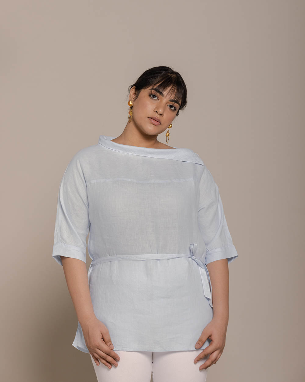 Let’S Stay Home Top - Summer Blue at Kamakhyaa by Reistor. This item is Blue, Casual Wear, Hemp, Natural, Office Wear, Solids, Tops, Tunic Tops, Womenswear