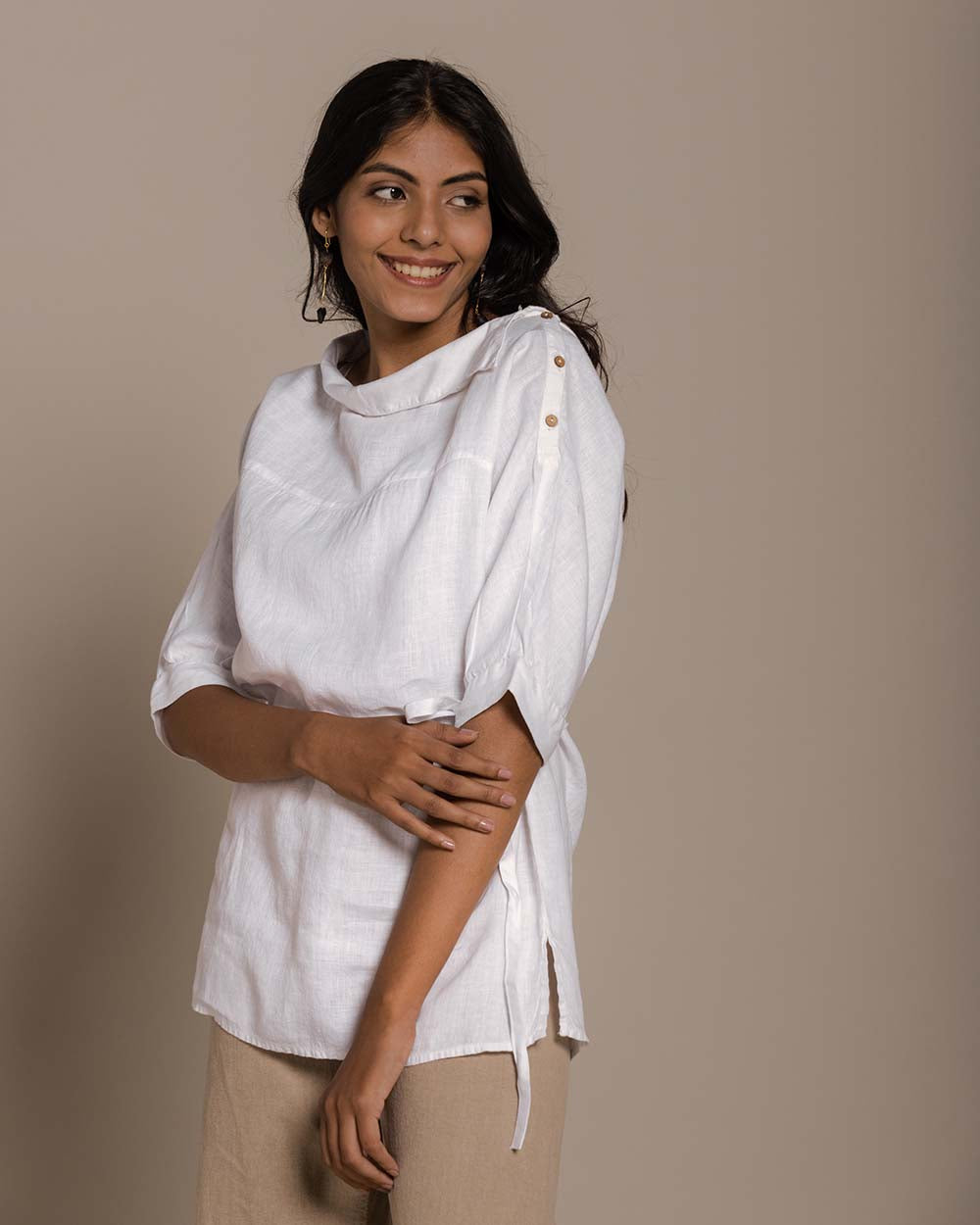 Let's Stay Home Top - Coconut White at Kamakhyaa by Reistor. This item is Blouses, Casual Wear, Hemp, Natural, Office Wear, Solids, Tops, White, Womenswear