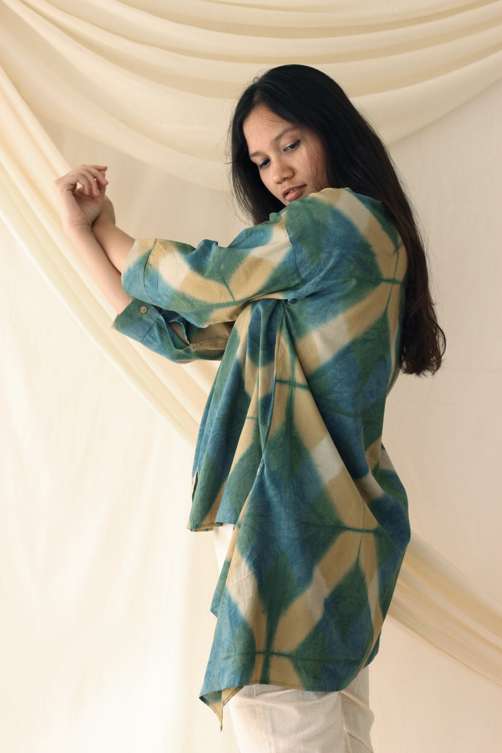 Light Green Ombre Dye Shirt at Kamakhyaa by Chambray & Co.. This item is Casual Wear, Green, Hand Spun Cotton, Natural, Ombre & Dyes, Regular Fit, Shirts, Tops, Womenswear