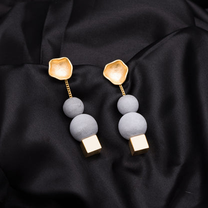 Long Earrings Off Beat at Kamakhyaa by Edenek. This item is Brass, Concrete, Danglers, Fashion Jewellery, Free Size, Grey, jewelry, Less than $50, Long Earrings, Natural, Party Wear, Solids