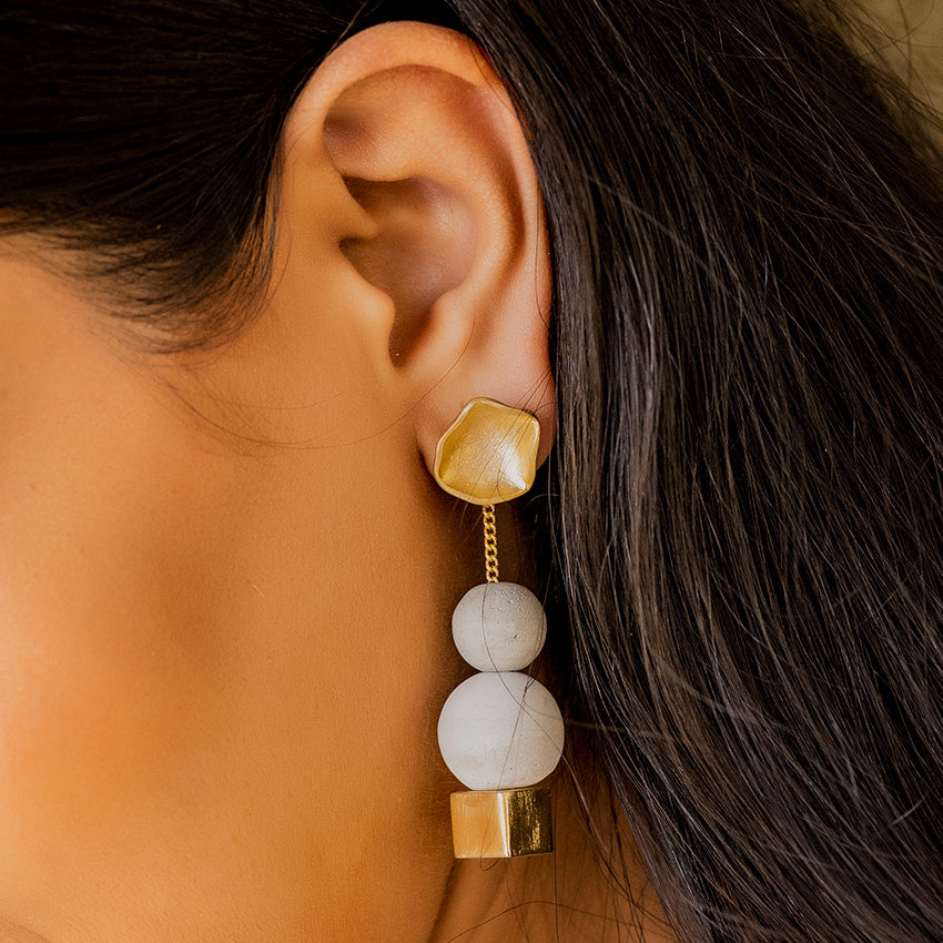 Long Earrings Off Beat at Kamakhyaa by Edenek. This item is Brass, Concrete, Danglers, Fashion Jewellery, Free Size, Grey, jewelry, Less than $50, Long Earrings, Natural, Party Wear, Solids