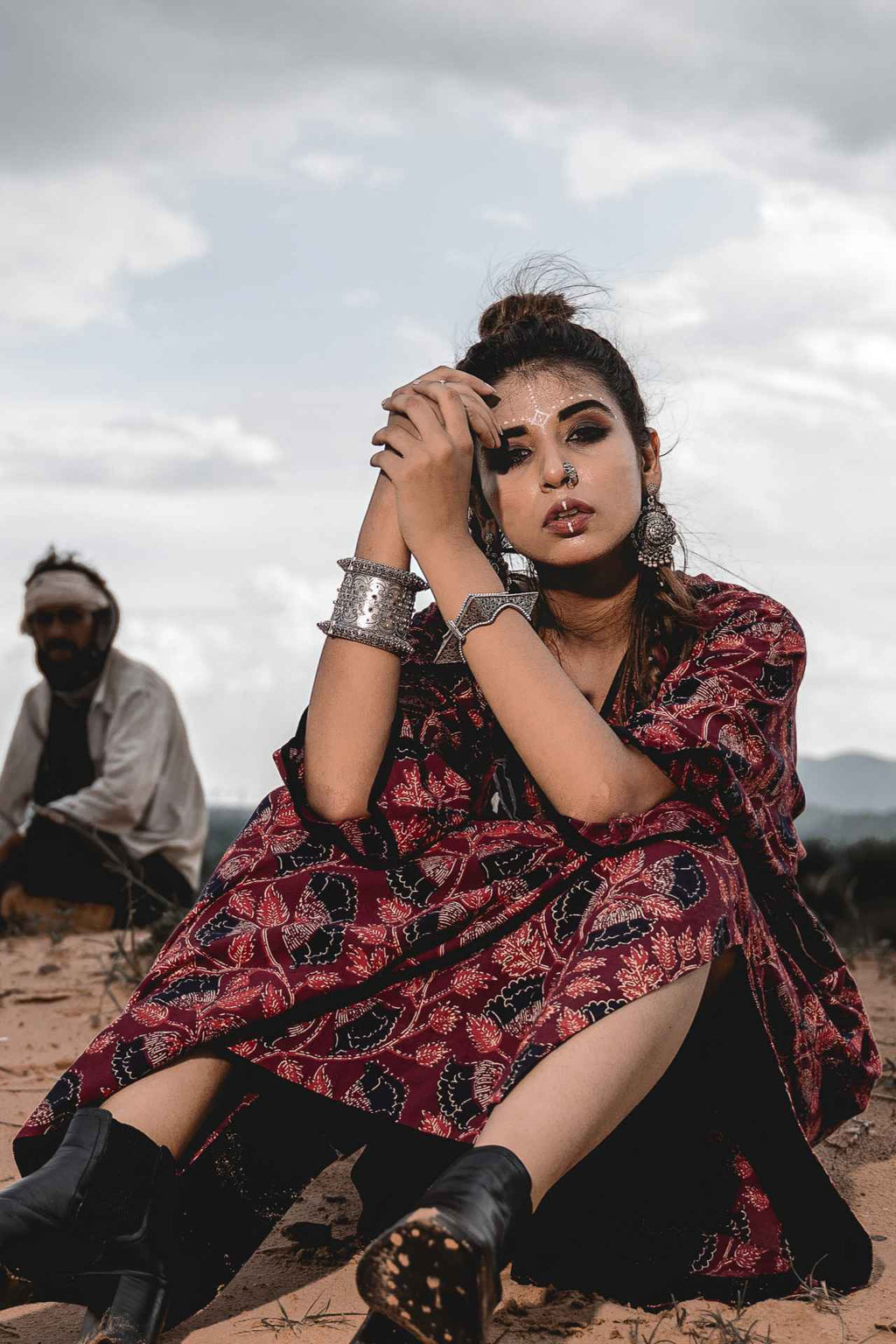 Long Kaftan Dress at Kamakhyaa by Keva. This item is Block Prints, Cotton, Kaftan Dresses, Kaftans, Maxi Dresses, Midi Dresses, Natural, Red, Relaxed Fit, Wild Child, Womenswear