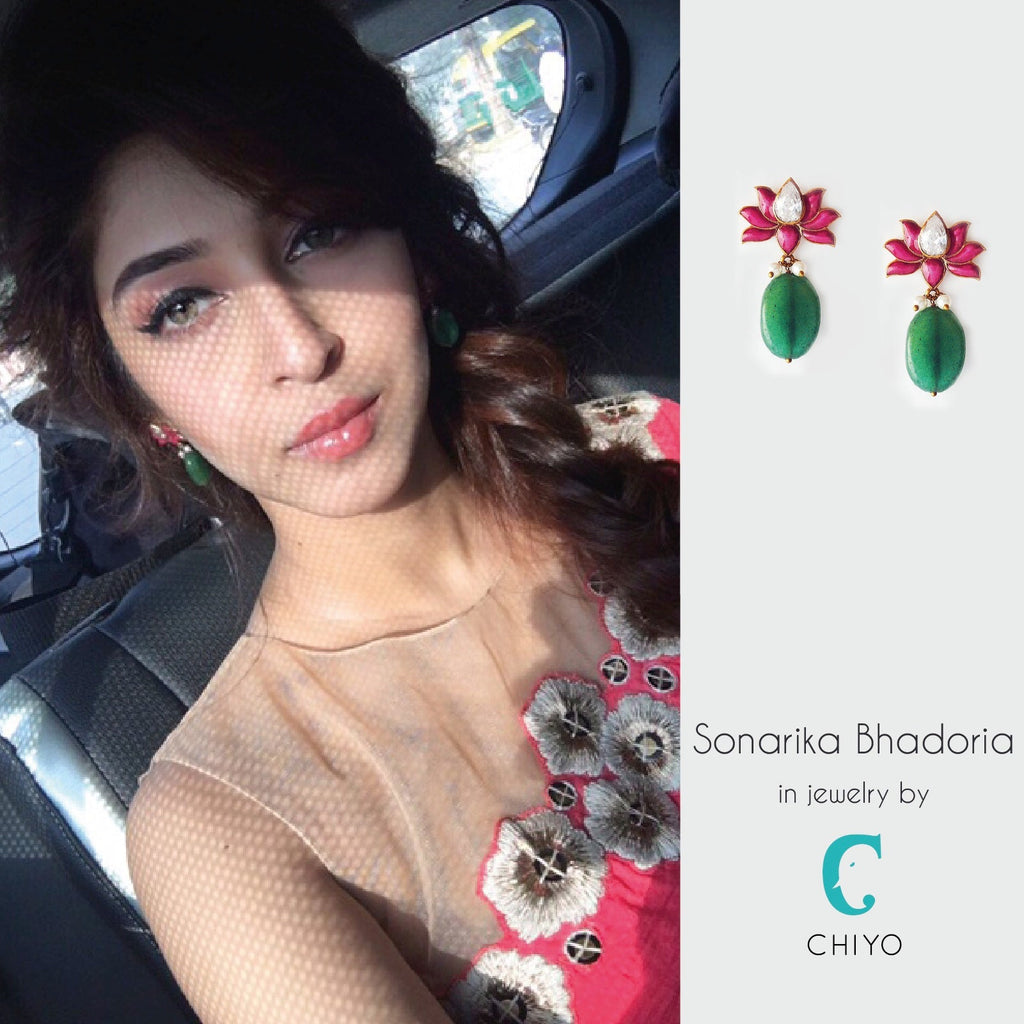 Lotus Earrings Brass, Casual Wear, Earrings, Free Size, Gold Plated, Pink, Re-polishable, Solids Kamakhyaa