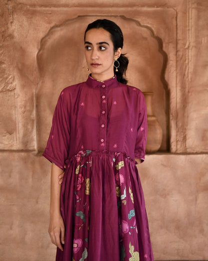 Mahogany Kurta Set With Dupatta at Kamakhyaa by Taro. This item is Beads work, Chanderi Silk, Cotton, Digital Print, Enchanted Garden, Evening Wear, Indian Wear, July Sale, July Sale 2023, Kurta Pant Sets, Kurta Set With Dupatta, Natural, Natural with azo free dyes, Red, Relaxed Fit, Womenswear