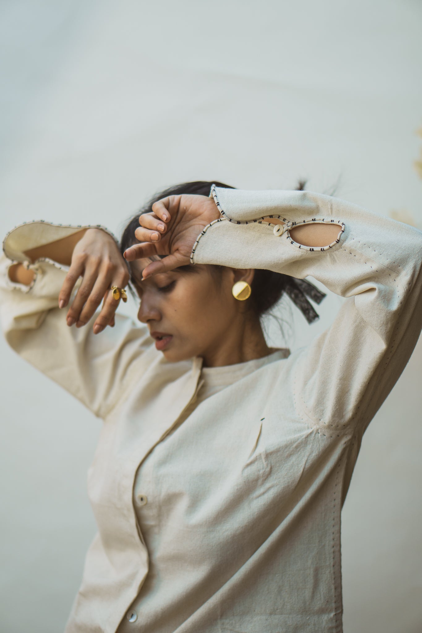 Mandarin Collar Blouse at Kamakhyaa by Lafaani. This item is 100% pure cotton, Blouses, Casual Wear, Kora, Organic, Regular Fit, Solids, Sonder, Undyed and Unbleached, Womenswear