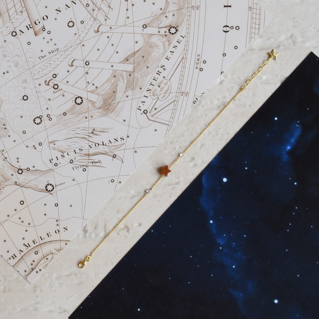 Marici Star Bracelet at Kamakhyaa by Noyra. This item is Add Ons, Bracelets, Brown, Fashion Jewellery, jewelry, Micron, Natural, Silver, Textured