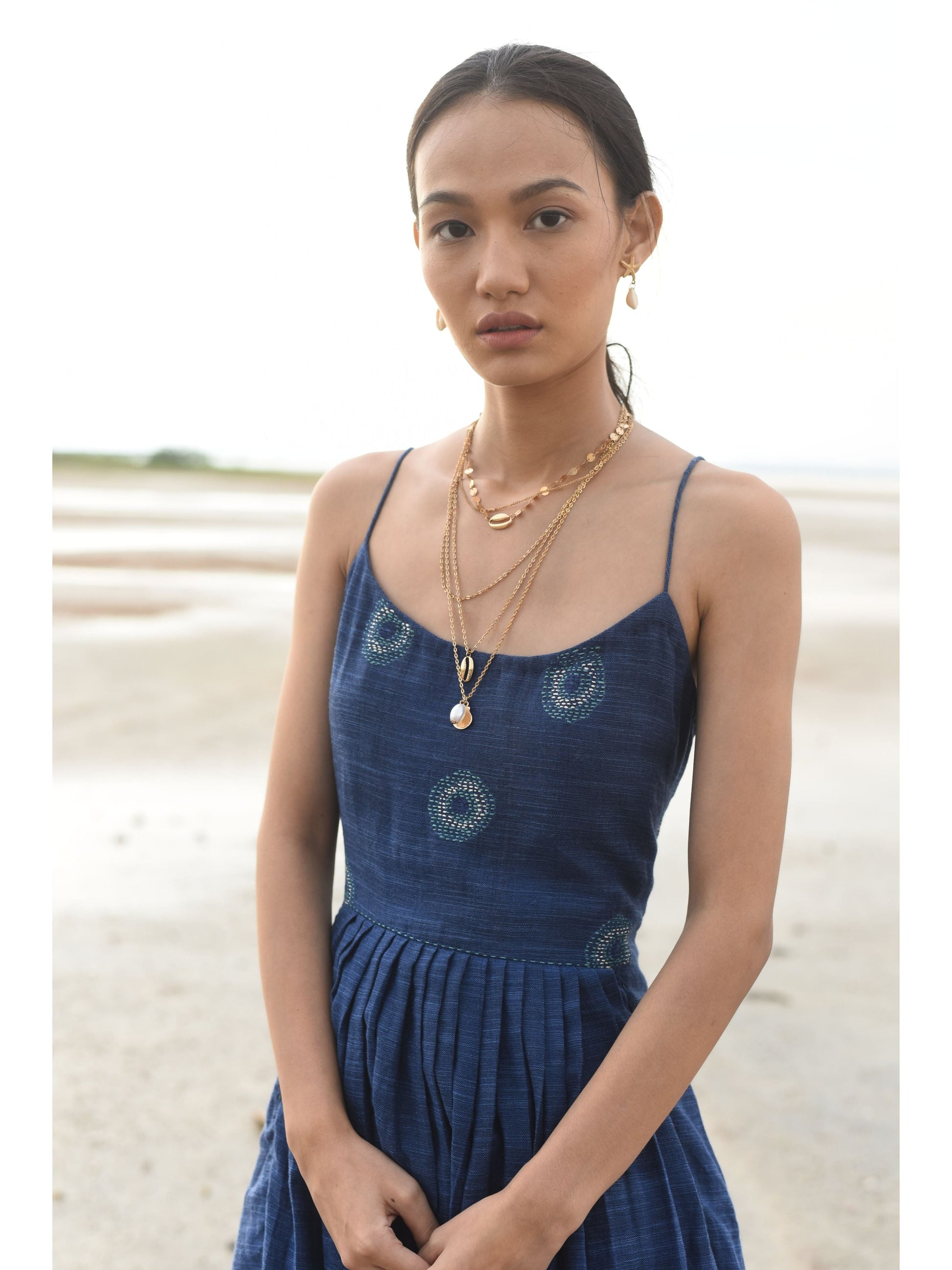 Marine Life at Kamakhyaa by The Loom Art. This item is Blue, Handwoven Cotton, July Sale, July Sale 2023, Maxi Dresses, Natural, Party Wear, Regular Fit, Serendipity, Solids, Womenswear