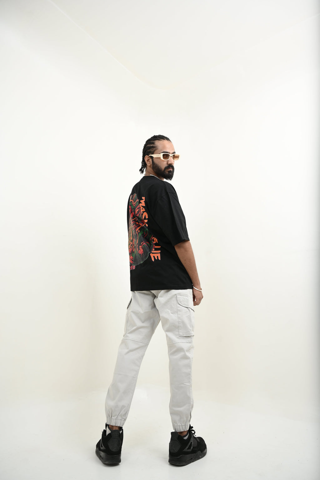 Mask It 100% Cotton Oversized Black T-shirt at Kamakhyaa by Unfussy. This item is 100% cotton, Black, Casual Wear, Organic, Oversized Fit, Printed, T-Shirts, Unfussy, Unisex, Womenswear