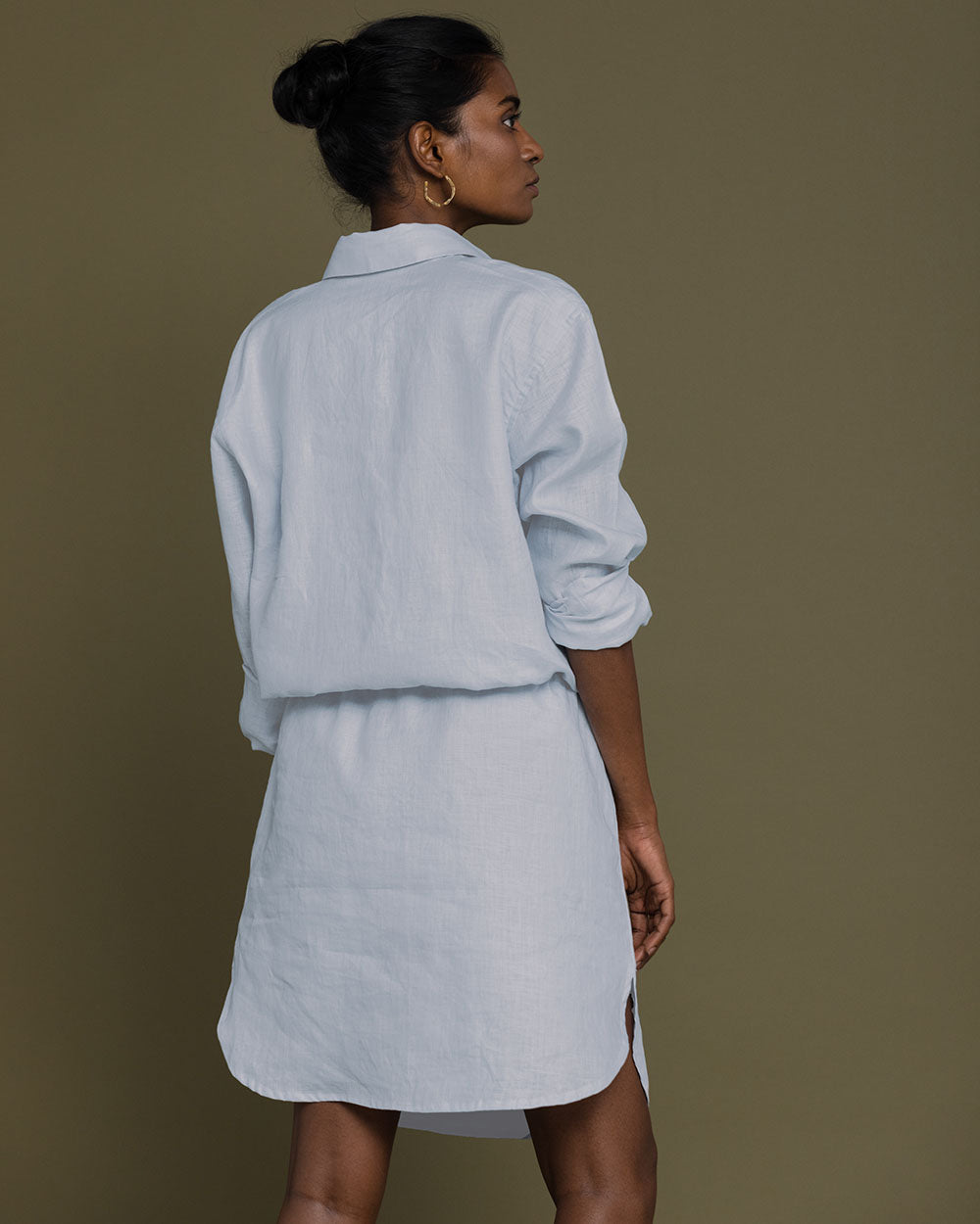 Meet Me By The Cliff Dress - Summer Blue at Kamakhyaa by Reistor. This item is Blue, Casual Wear, Hemp, Natural, Office Wear, Short Dresses, Solid Selfmade, Solids, Womenswear