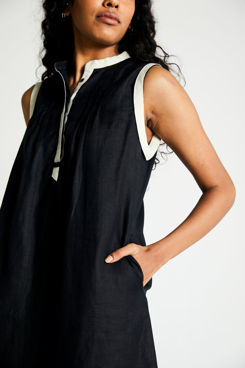 Midnight Moves Dress at Kamakhyaa by Reistor. This item is Black, Casual Wear, Dresses, Hemp, Midi Dresses, Natural, Noir, Regular Fit, Solids, Womenswear