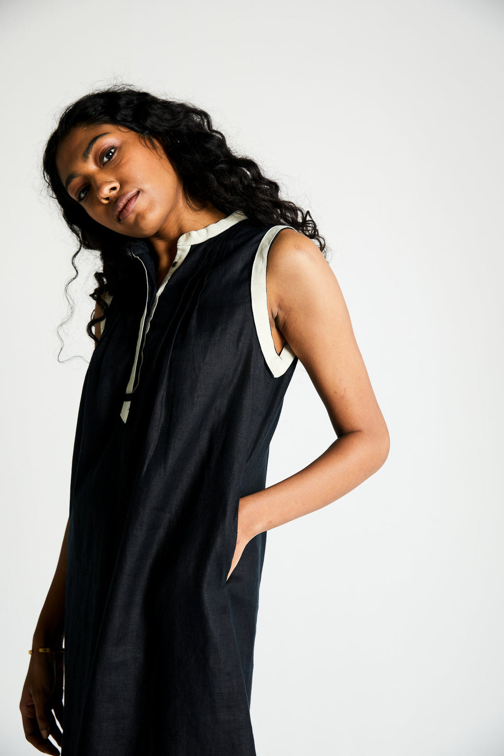 Midnight Moves Dress at Kamakhyaa by Reistor. This item is Black, Casual Wear, Dresses, Hemp, Midi Dresses, Natural, Noir, Regular Fit, Solids, Womenswear