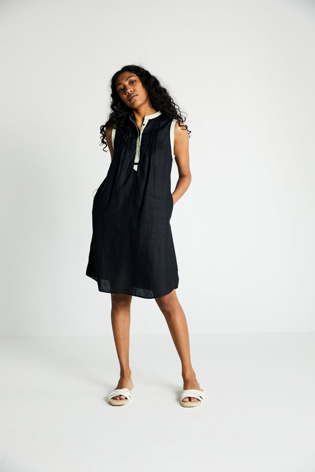 Midnight Moves Dress at Kamakhyaa by Reistor. This item is Black, Casual Wear, Dresses, Hemp, Midi Dresses, Natural, Noir, Regular Fit, Solids, Womenswear