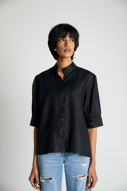 Midnight Secrets Jacket at Kamakhyaa by Reistor. This item is Black, Casual Wear, Hemp, Natural, Noir, Relaxed Fit, Shirts, Solids, Womenswear