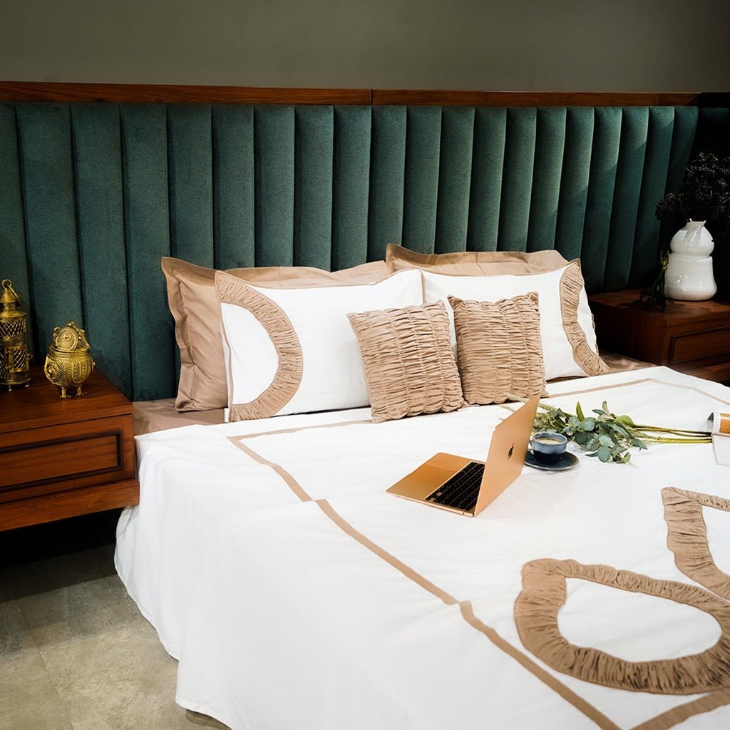 Mocha Bliss Teardrop Elegance Cushion Cover at Kamakhyaa by Aetherea. This item is 100% Cotton, 300 TC, 400 TC, 500 TC, Coffee, Cushion covers, Home, Plain, Solid, White