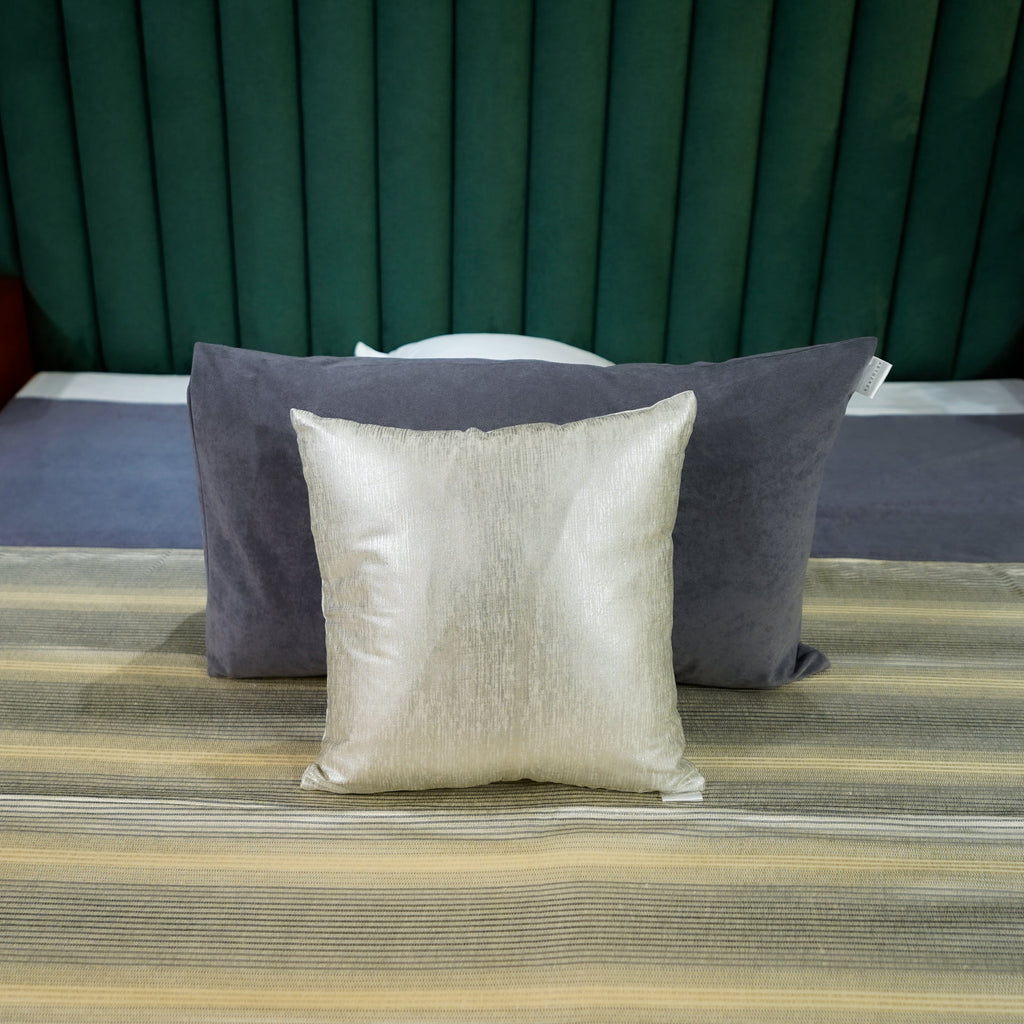 Modern Charcoal Bed Cover with Pillow Covers & Cushion/s at Kamakhyaa by Aetherea. This item is Bed Covers, Cotton, Grey, Home, Light Grey, Stripes, Upcycled, White