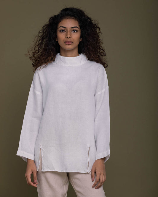 Monday Playlist Top - Coconut White at Kamakhyaa by Reistor. This item is Casual Wear, Hemp, Natural, Office Wear, Solids, Tops, Tunic Tops, White, Womenswear