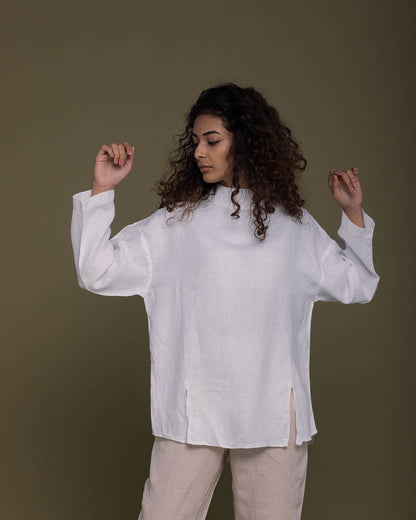 Monday Playlist Top - Coconut White at Kamakhyaa by Reistor. This item is Casual Wear, Hemp, Natural, Office Wear, Solids, Tops, Tunic Tops, White, Womenswear
