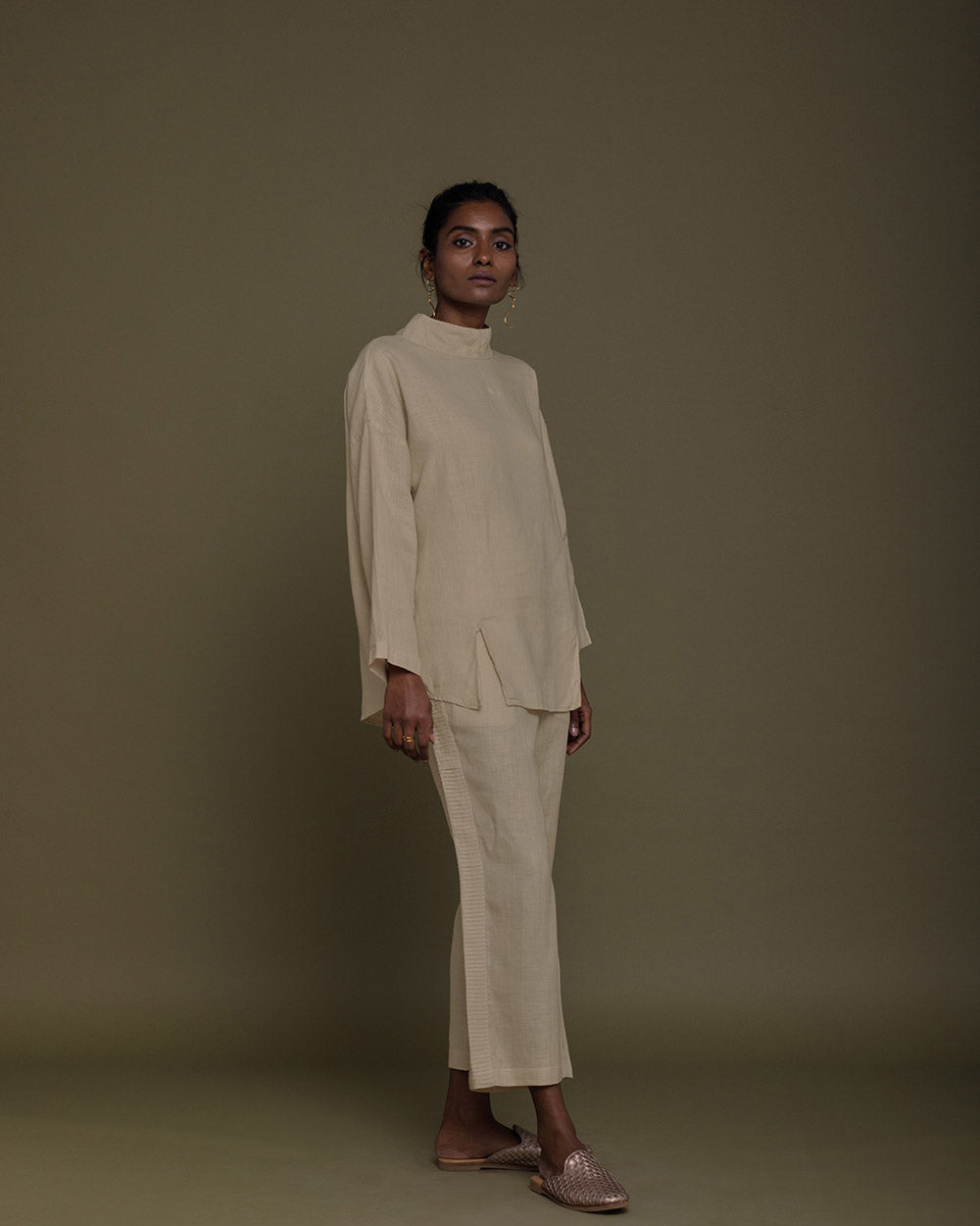 Monday Playlist Top - Sand Beige at Kamakhyaa by Reistor. This item is Brown, Casual Wear, Hemp, Natural, Office Wear, Solids, Tops, Tunic Tops, Womenswear