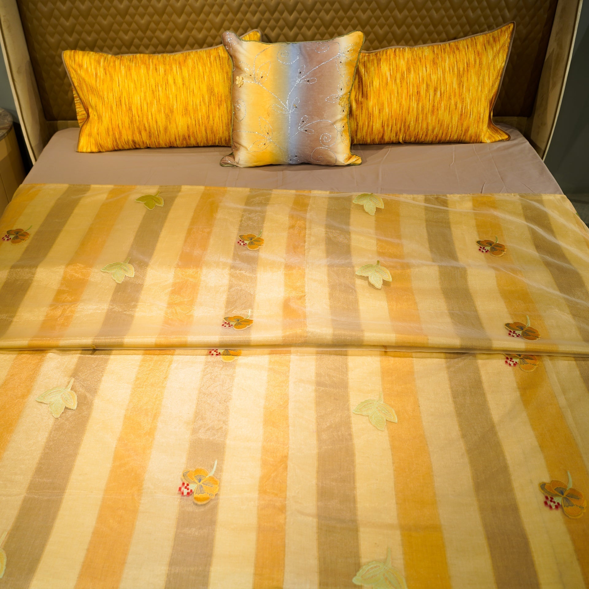 Monochrome Blossom Cushion cover at Kamakhyaa by Aetherea. This item is Cushion covers, Home, Monochrome, Silk, Upcycled, Yellow