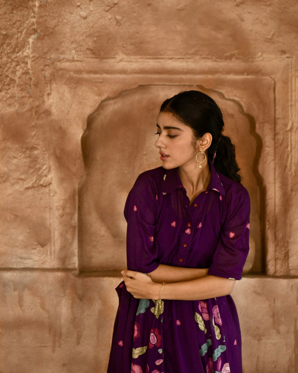 Mulberry Kurta Set With Dupatta at Kamakhyaa by Taro. This item is Beads work, Best Selling, Cotton, Digital Print, Enchanted Garden, Evening Wear, Indian Wear, July Sale, July Sale 2023, Kurta Pant Sets, Kurta Set With Dupatta, Natural, Natural with azo free dyes, Purple, Relaxed Fit, Silk Chanderi, Womenswear