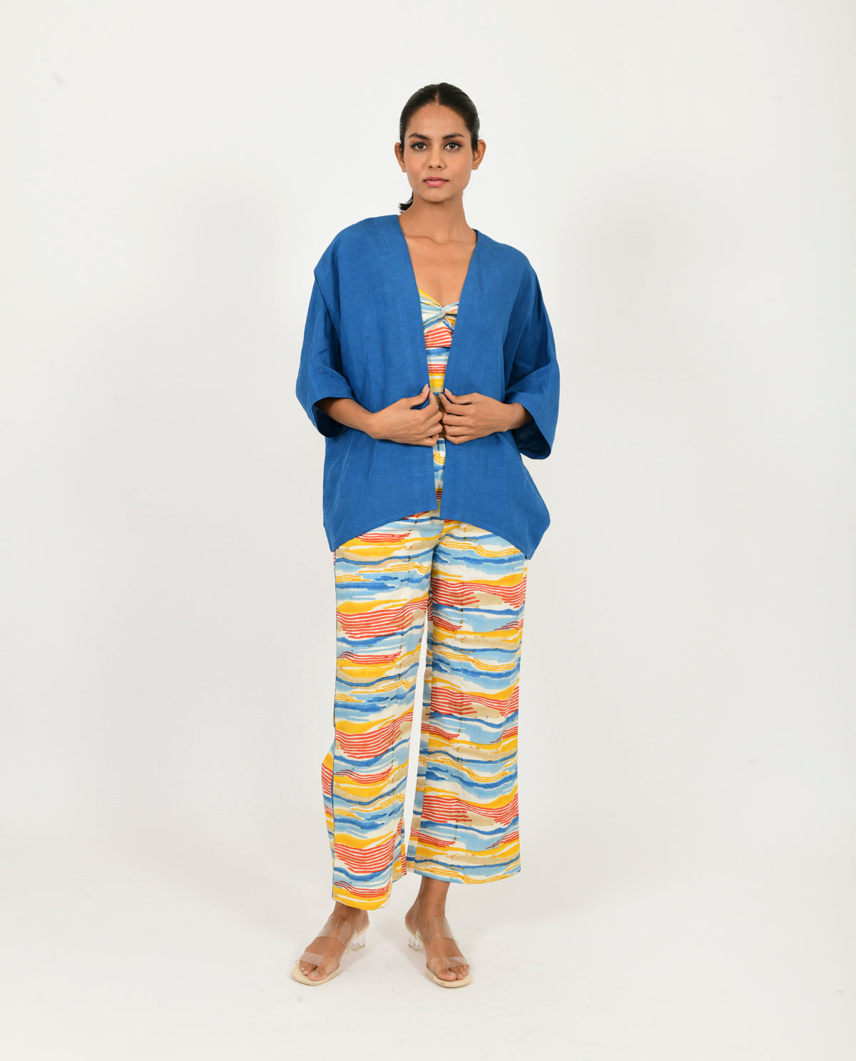 Multicolor Co-ord Set at Kamakhyaa by Rias Jaipur. This item is 100% Organic Cotton, Block Prints, Casual Wear, Co-ord Sets, Multicolor, Natural, Relaxed Fit, Scribble Prints, Travel Co-ords, Womenswear, Yaadein