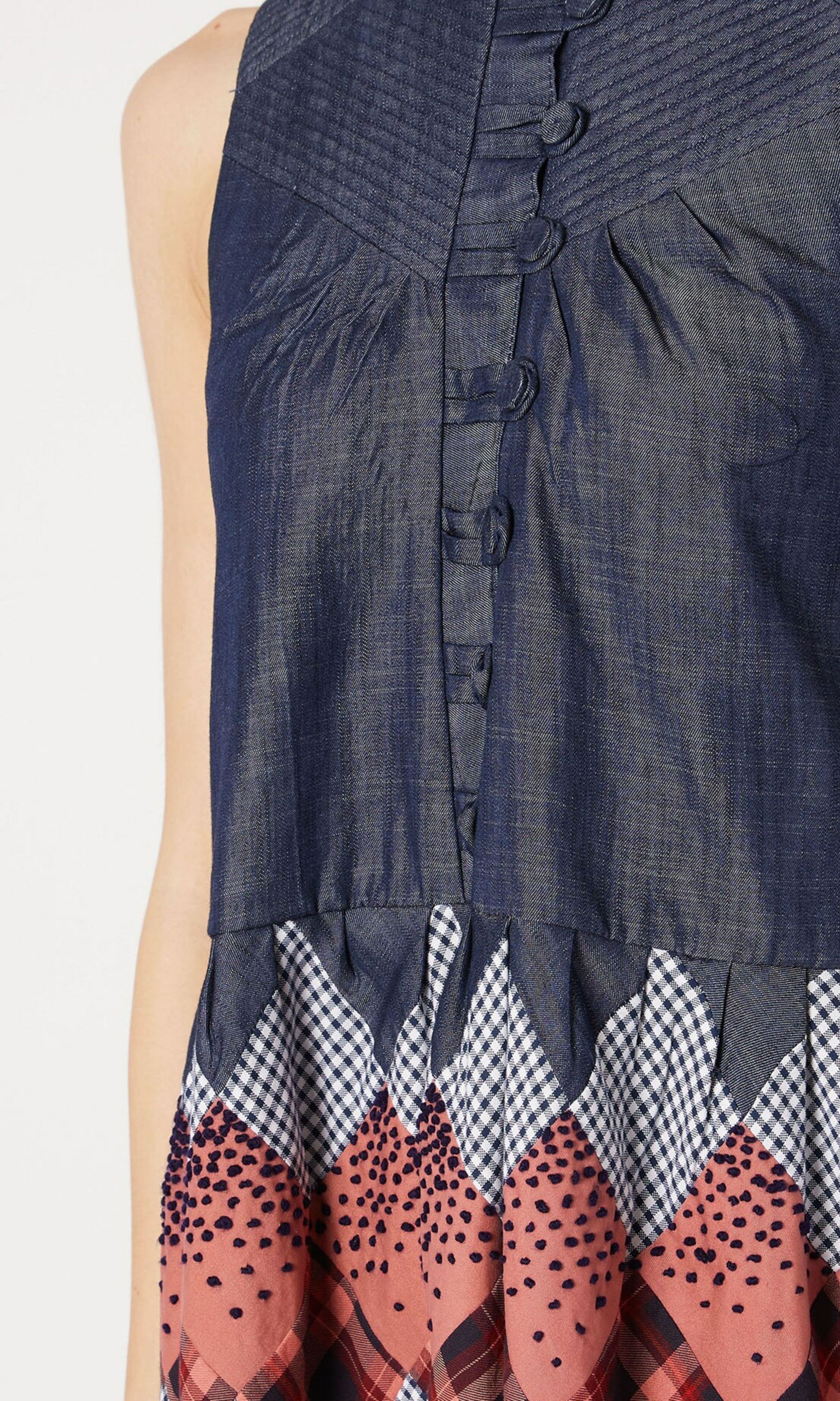 Multicolor Collar Midi Dress at Kamakhyaa by Chambray & Co.. This item is Blue, Casual Wear, Cotton, Midi Dresses, Multicolor, Natural, Patchwork, Pink, Red, Regular Fit, Tencel, White, Womenswear