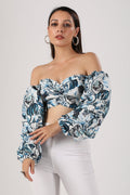 Multicolor Cotton Printed Top at Kamakhyaa by MOH-The Eternal Dhaga. This item is Cotton, Moh-The eternal Dhaga, Multicolor, Natural, Off-Shoulder Tops, Party Wear, Prints, Slim Fit, Womenswear