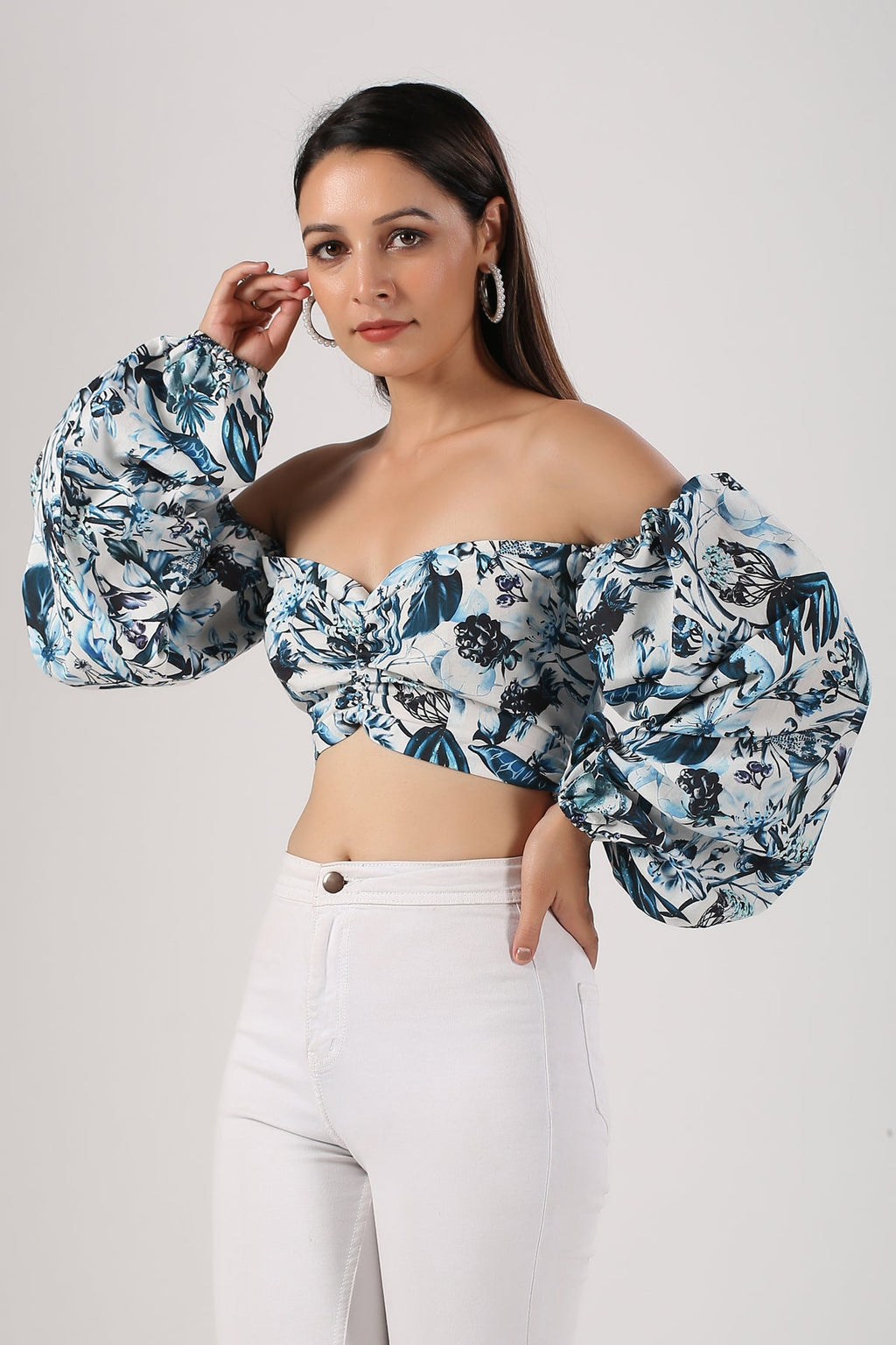 Multicolor Cotton Printed Top at Kamakhyaa by MOH-The Eternal Dhaga. This item is Cotton, Moh-The eternal Dhaga, Multicolor, Natural, Off-Shoulder Tops, Party Wear, Prints, Slim Fit, Womenswear