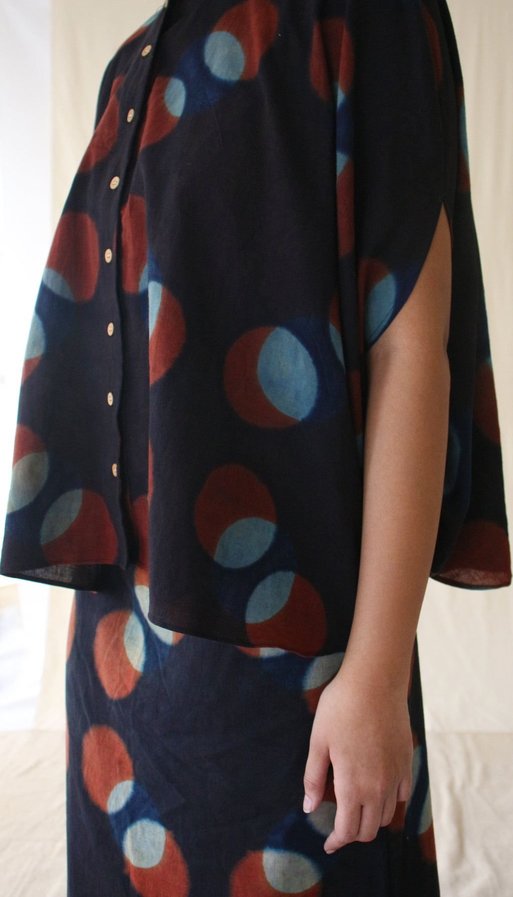 Multicolor Dye Tunic Top at Kamakhyaa by Chambray & Co.. This item is Blue, Casual Wear, Hand Spun Cotton, Natural, Ombre & Dyes, Regular Fit, Tops, Tunic Tops, Womenswear