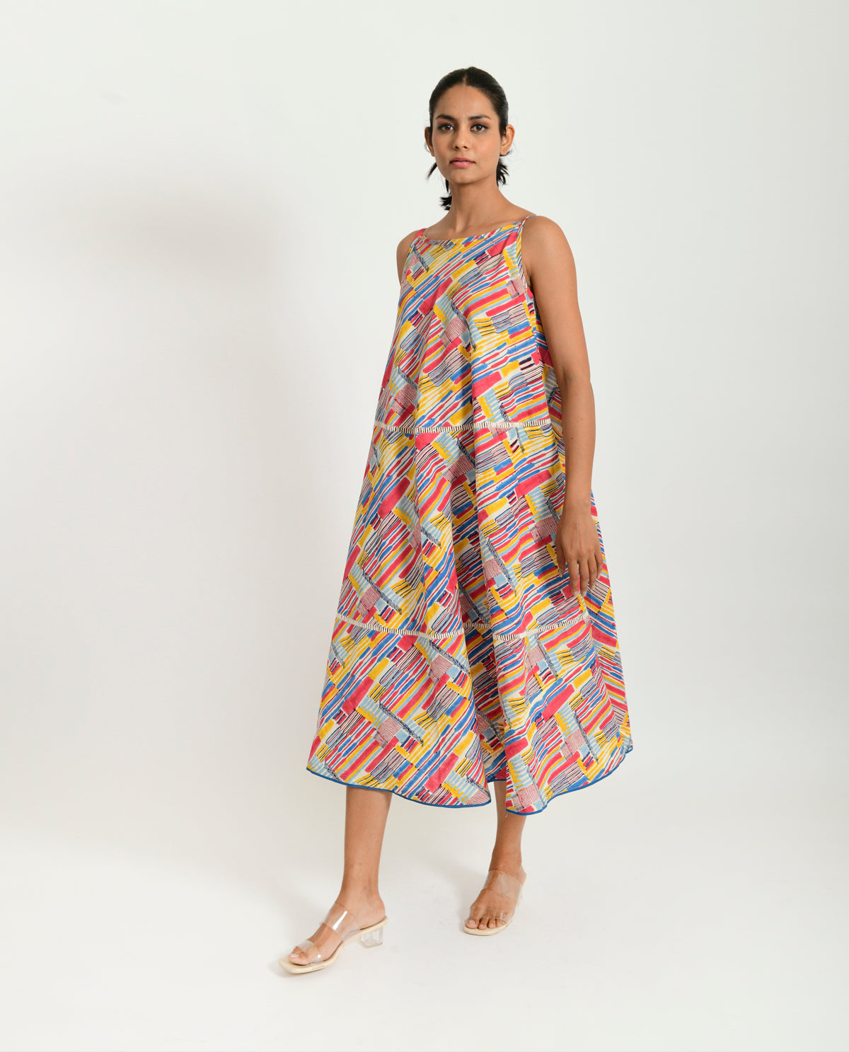 Multicolor Hand Block Maxi Dress at Kamakhyaa by Rias Jaipur. This item is 100% Organic Cotton, Block Prints, Casual Wear, Maxi Dresses, Multicolor, Natural, Relaxed Fit, Scribble Prints, Sleeveless Dresses, Womenswear, Yaadein