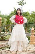 Multicolor Kurta Set at Kamakhyaa by Chambray & Co.. This item is Chambray & Co, Embroidered, Indian Wear, Kurta Pant Sets, Multicolor, Natural, Organza, Party Wear, Regular Fit, Riwayat, Womenswear