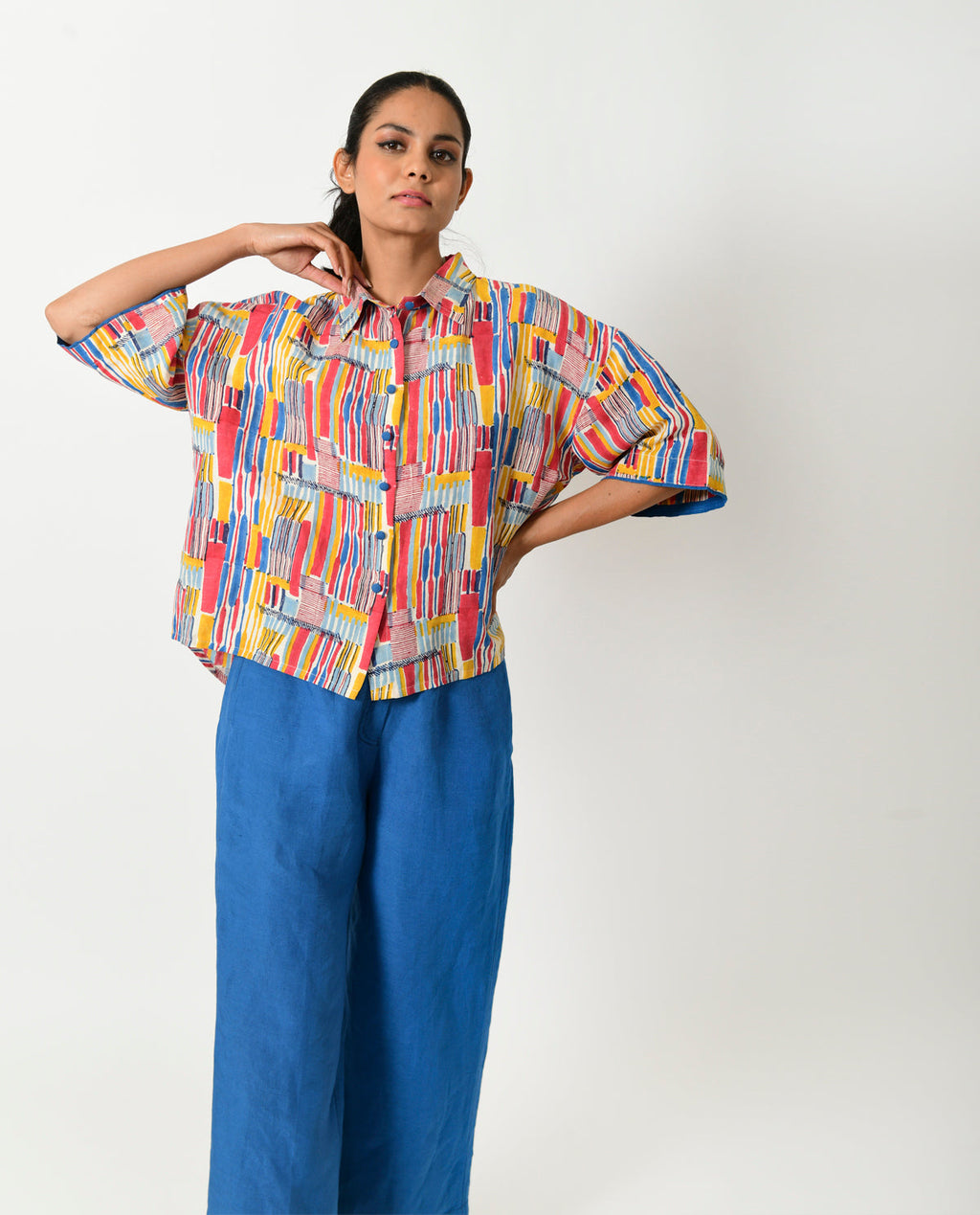 Multicolor Linen-Co-ord Set at Kamakhyaa by Rias Jaipur. This item is Casual Wear, Co-ord Sets, Linen Blend, Multicolor, Natural, Prints, Relaxed Fit, Scribble Prints, Vacation Co-ords, Womenswear, Yaadein