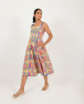 Multicolor Linen Dress at Kamakhyaa by Rias Jaipur. This item is Block Prints, Casual Wear, Linen Blend, Multicolor, Natural, Regular Fit, Scribble Prints, Sleeveless Dresses, Womenswear, Yaadein
