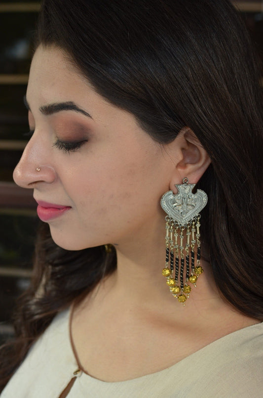 Multicolor Long Earrings Nakshatra Kaanphool at Kamakhyaa by House Of Heer. This item is Alloy Metal, Festive Jewellery, Festive Wear, Free Size, jewelry, July Sale, July Sale 2023, Less than $50, Long Earrings, Multicolor, Natural, Solids, Textured