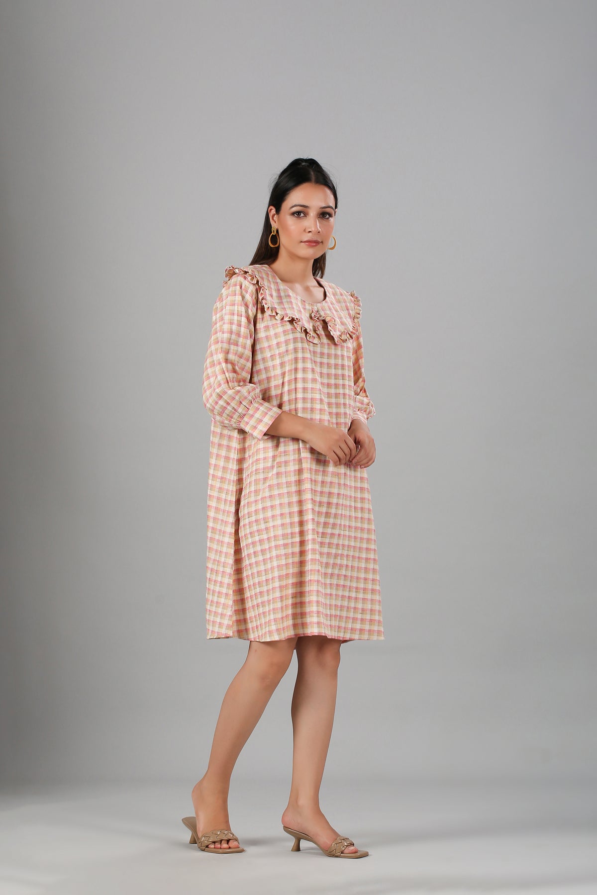 Multicolor Mini Dress at Kamakhyaa by MOH-The Eternal Dhaga. This item is Casual Wear, Cotton, Cotton Slub, Mini Dresses, Moh-The eternal Dhaga, Natural, Pink, Regular Fit, Stripes, Womenswear