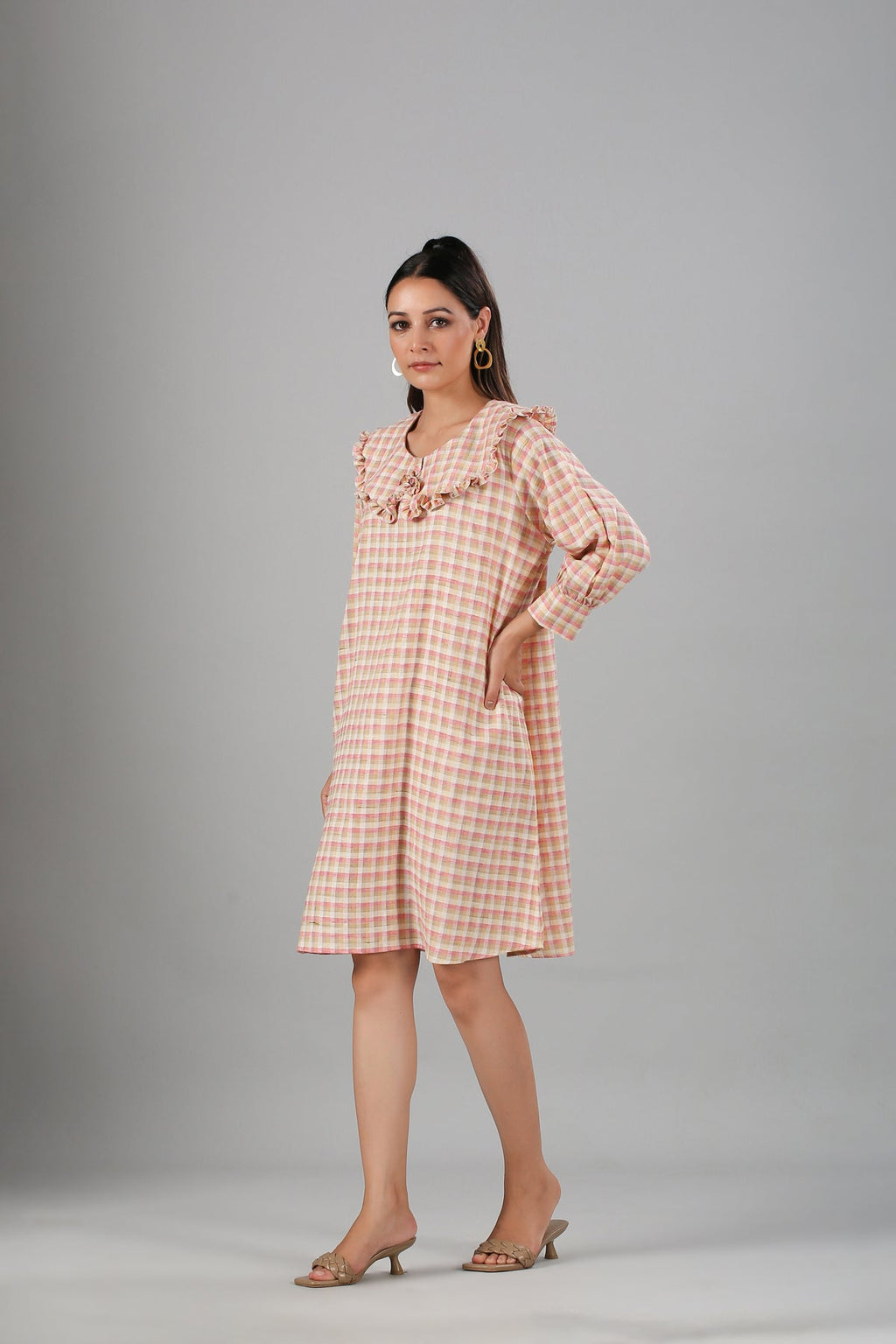 Multicolor Mini Dress at Kamakhyaa by MOH-The Eternal Dhaga. This item is Casual Wear, Cotton, Cotton Slub, Mini Dresses, Moh-The eternal Dhaga, Natural, Pink, Regular Fit, Stripes, Womenswear