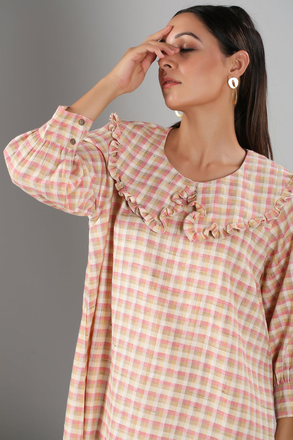 Multicolor Mini Dress at Kamakhyaa by MOH-The Eternal Dhaga. This item is Casual Wear, Cotton, Cotton Slub, Mini Dresses, Moh-The eternal Dhaga, Natural, Pink, Regular Fit, Stripes, Womenswear