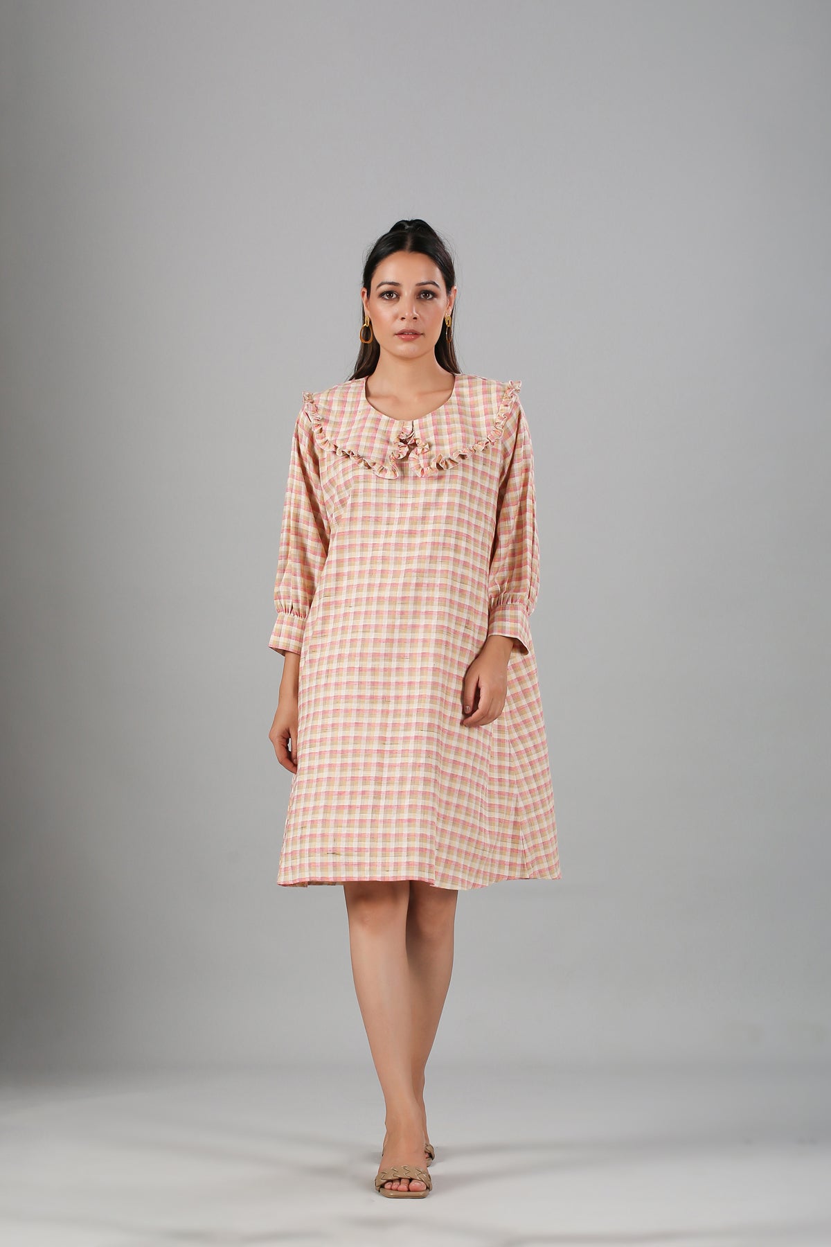 Multicolor Mini Dress at Kamakhyaa by MOH-The Eternal Dhaga. This item is Casual Wear, Cotton, Cotton Slub, Mini Dresses, Moh-The eternal Dhaga, Natural, Pink, Regular Fit, Stripes, Womenswear