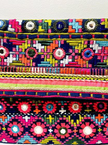 Multicolor Mirror Tassel Sling Bag at Kamakhyaa by Pre Loved. This item is Bags, Casual Wear, Mirror Work, Multicolor, Natural, Sling Bags